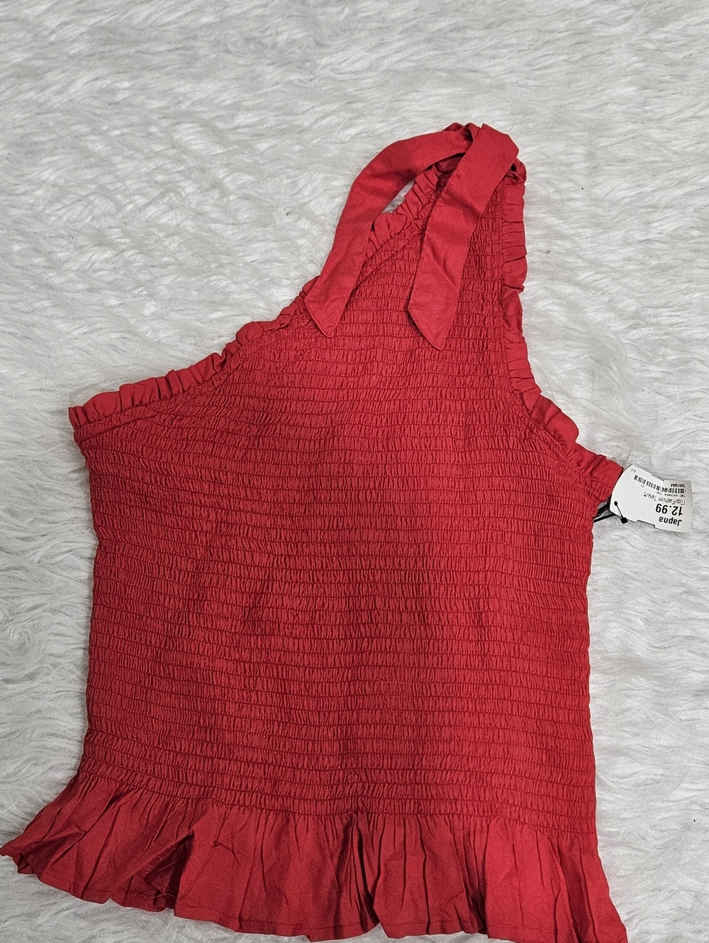 One-Shoulder Red Ruffle Top - Picture 5 of 5